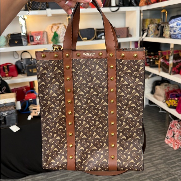 Burberry Brown and Tan Monogram Tote - Picture 1 of 1